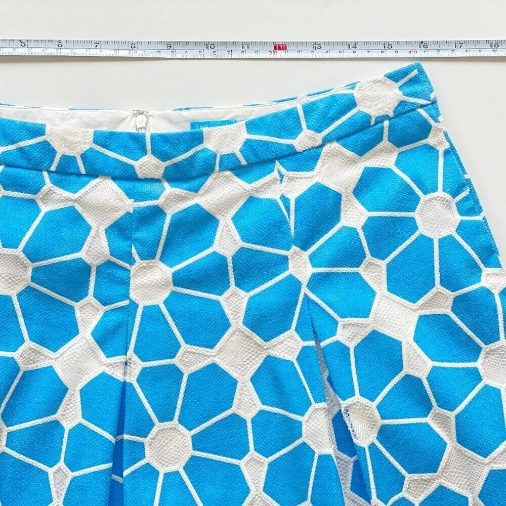 J. McLaughlin Adele Blue White Hammam Tile Lace Midi Skirt 12